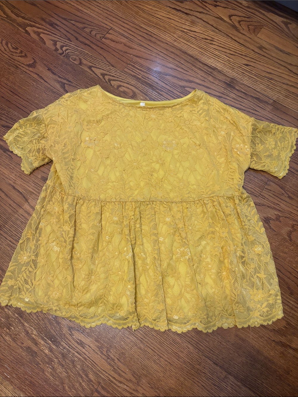 Mustard Lace Peplum Top